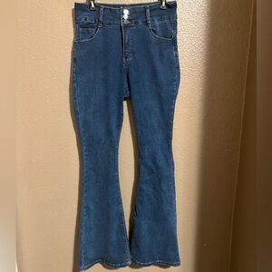 SHEIN Dark Blue Stretch Flare Jeans